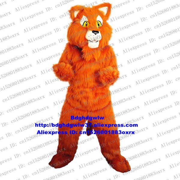 Trajes de mascote Trajes de mascote Laranja-amarelo Wildcat Wild Cat Lynx Catamount Bobcat Mascot Costume Personagem adulto Propriedades de palco Cerimônia de encerramento Zx591