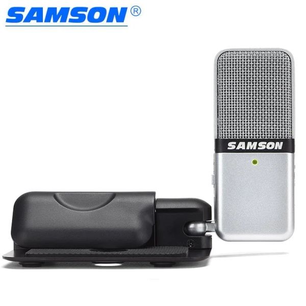 Микрофоны оригинал Samson Go Mic Clip Type Mini Portable Recording Condenser Microphone с USB -кабелем и корпусом переноски для записи