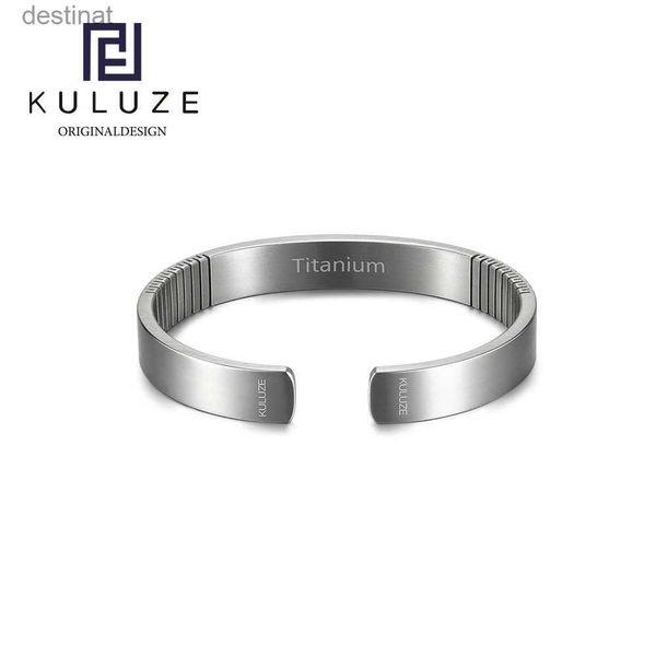 Frisado KULUZE Pulseira de titânio original 100% titânio puro Golf Athletic Pulseira Homens Mulheres C-Shaped manguito Pulseira fashionGiftL24213