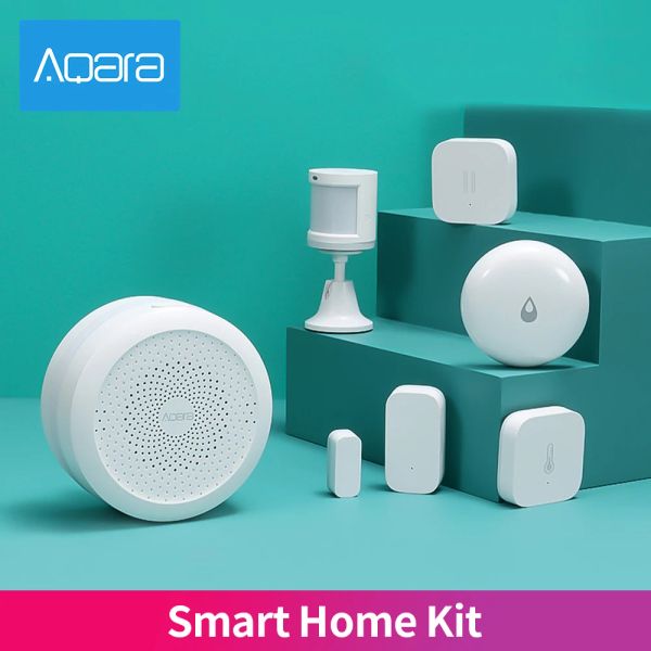 Controle aqara kit de casa inteligente zigbee hub interruptor sem fio sensor água umidade humana sensores porta controle remoto trabalho mi casa app