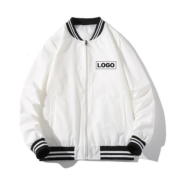 Мужская университетская куртка на заказ, однотонная куртка, осенняя легкая ветровка на молнии, пальто-бомбер, оптовая продажа, одежда больших размеров 240309
