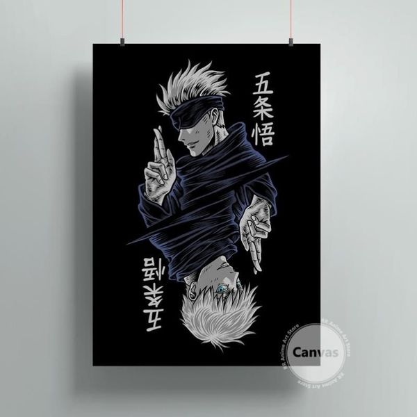 Pinturas em tela anime gojo satoru jujutsu kaisen fotos casa manga decoração cartaz hd imprime arte da parede modular sala de estar3310