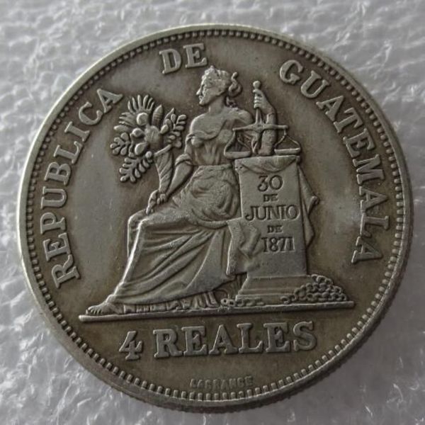 GUATEMALA 1894 4 Reales Copia moneta di alta qualità291g