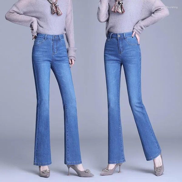 Jeans da donna A vita alta Donna Addensare Fodera calda invernale Velluto Flare Denim Dimagrante Stretch Skinny Plus Size Goccia LJ413