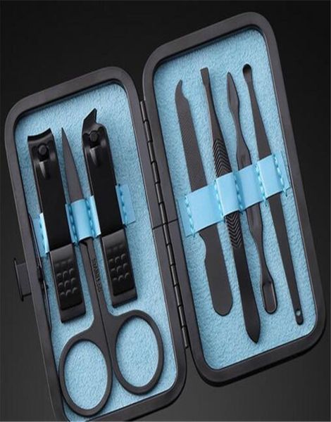 New Salon 7 in 1 Set manicure Professionale Kit tagliaunghie in acciaio inossidabile nero Pinza per dita Unghie art Pedicure Strumenti per unghie dei piedi S8565032