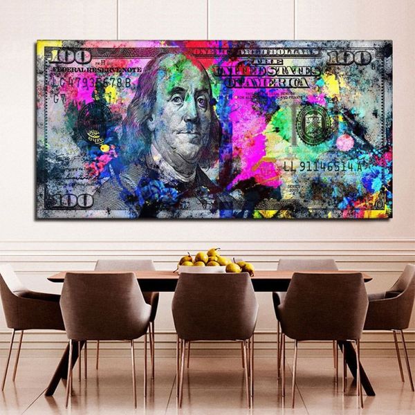 Bambole colorate Dipinti su tela Graffiti Art per soggiorno Moderno Denaro Acquerello Arte astratta Cuadros Poster Home Decor313R