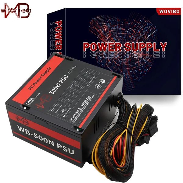 Fonte de alimentação para PC PSU com classificação 500W 110V 220V Bivolt para caixa de computador ATX Gaming 120mm Ventilador 20/24PIN 12V fonte de desktop BTC Plug UE 240307