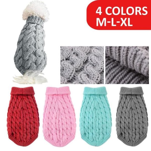 Inverno de malha roupas para cães quente jumper camisola para pequenos cães grandes roupas para animais de estimação casaco tricô crochê pano jérsei apparel212h