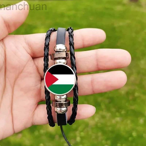 Bangle Palestina Bandeira Tempo Pulseiras De Couro Homens E Mulheres Retro Multi-Camadas Tecido Frisado Pulseira Jóias Acessórios De Moda LDD240312