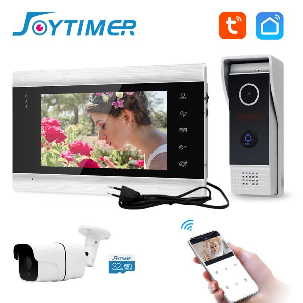 Kontrolle Joytimer 720p Tuya Smart WiFi Wireless Video Intercom für Home 7inch Monitor Türklingel -Videotür mit Kamera Außensystem