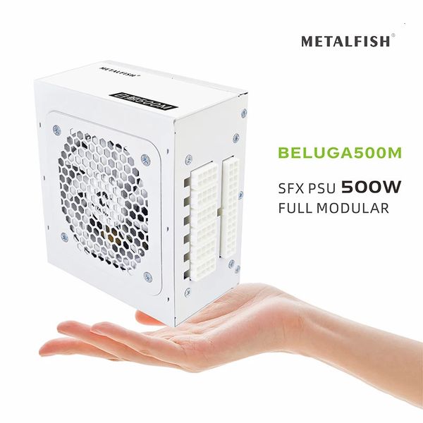 Fonte de alimentação sfx branca full-modular metalfish SFX-500W para caixa de computador de jogos com cabo modelar de silicone branco entrada 100/220v 240307