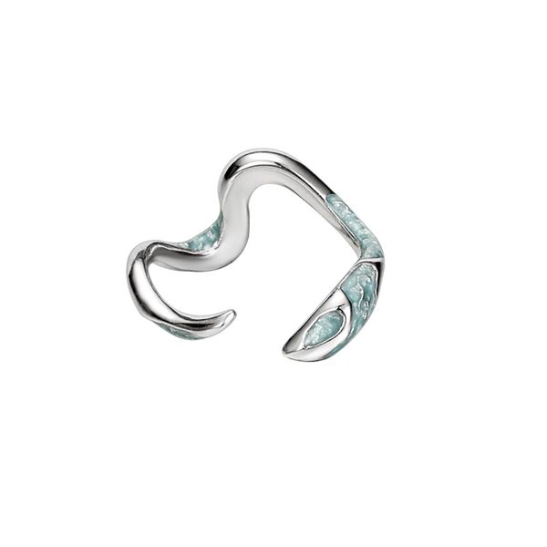 Anello irregolare che non sbiadisce S925 Argento sterling Blu ghiaccio Colla cadente Anello serpente esotico Gioielli di fascia alta da donna