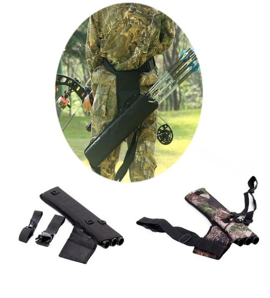 Três tubos de volta ombro camo preto lona tiro com arco caso pote sac titular pacote cinto quiver cinta saco caça ao ar livre po9064404