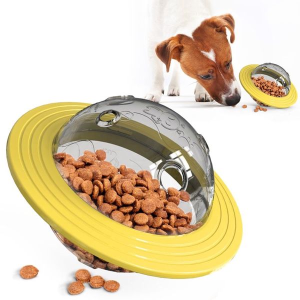 Cão planeta brinquedo interativo quebra-cabeça iq tratar bola distribuição de alimentos mastigar brinquedos para cães médios a grandes amarelo h02177s