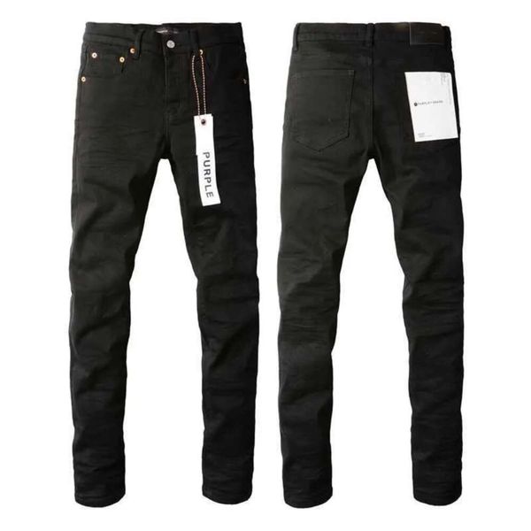 Jeans roxo marca americana high street preto plissado designer de luxo remendo mesmo estilo celebridades calças masculinas estiramento marca calças retas 878