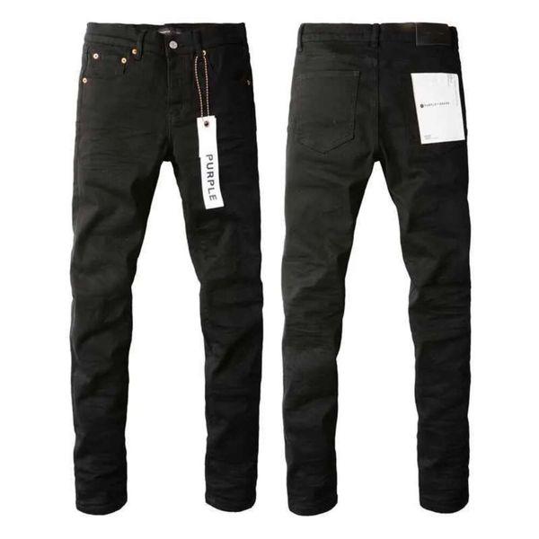 Jeans Lila Marke American High Street Schwarz Plissee Luxus Designer Patch Gleicher Stil Prominente Herren Stretchhose Marke Passende Hose Gerade 878