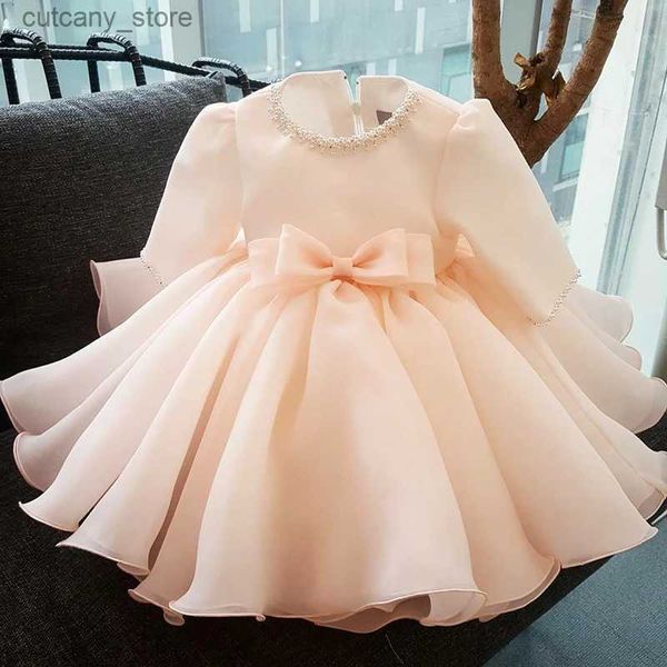 Mädchenkleider Langarm-Babykleid Taufkleider für Mädchen 1. Jahr Geburtstagsfeier Hochzeitskleid Taufe Baby- und Kleinkindkleidung L240311