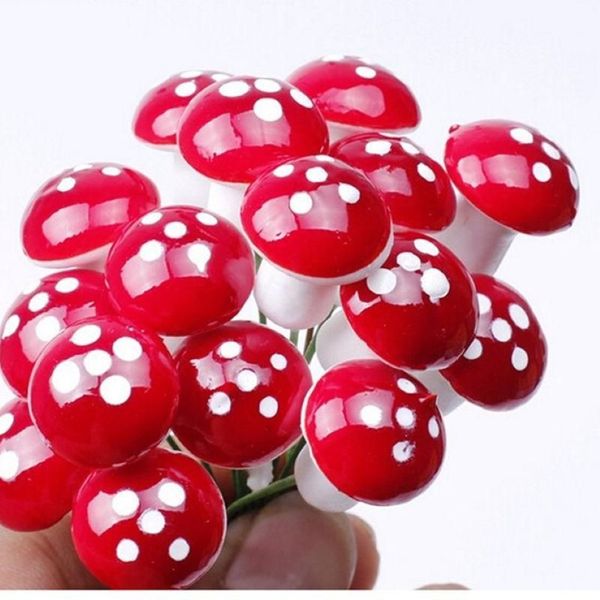 Artes e artesanato inteiro-mini cogumelo vermelho jardim ornamento em miniatura vasos de plantas fada diy dollhouse1276y
