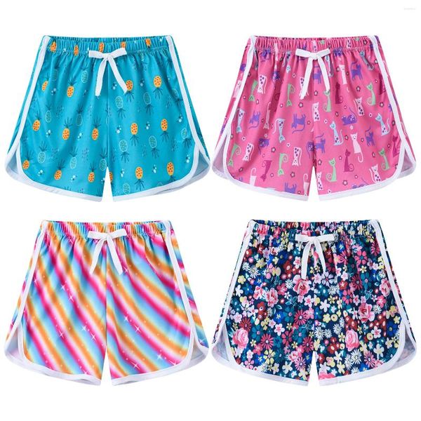 Shorts 4 teile/satz Mädchen Sport Helle Farbe Externe Tragen Gedruckt Höschen Kinder Lose Strand Badehose Kinder Böden Für Sommer