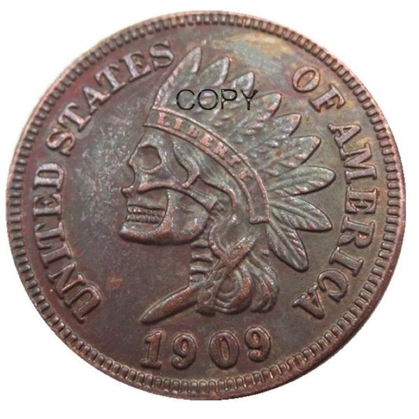 US07 Hobo níquel 1909 Indian Cent Penny enfrentando crânio esqueleto zumbi cópia moeda pingente acessórios Coins180x