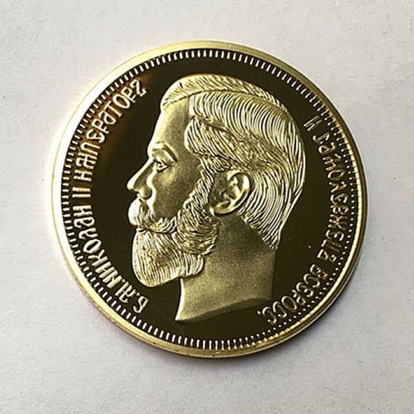 10 PCS Yepyeni 1901 Rusya Paraları Nicholas II Hatıra 24K Gerçek Altın Kaplama 40 mm Hatıra Coin2258