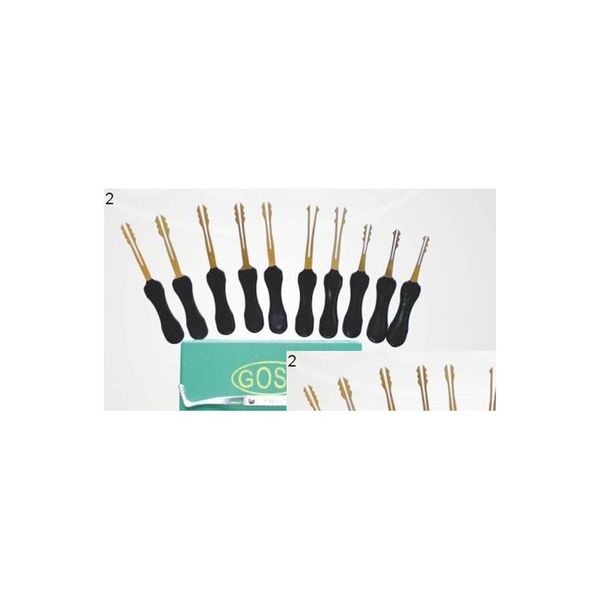 Outras ferramentas de veículos 2014 Novo Goso 10pcs Ancinhos de dupla face Lockpicks Serralheiro Kit de bloqueio de carro Conjunto de abridor de picareta Entrega de entrega Automóveis Othtv