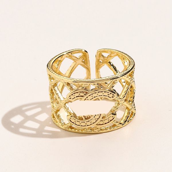 Luxus-Designer-Ring, 18 Karat vergoldet, für Damen und Herren, Buchstaben-Designer, breite Ringe, eleganter Stil, Ring, modische Ringe, Hochzeit, Party, Geschenk, Schmuck