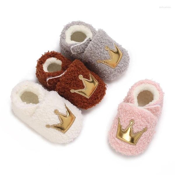 Stivali Born Baby Girl Shoes Autunno Inverno Crown Booties Prewalkers Warm First Walker Infant