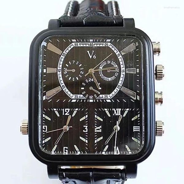 Orologi da polso Orologio insolito per uomo Quadrante concettuale Orologio da polso al quarzo sportivo maschile di lusso Orologio a forma di rettangolo quadrato Orologi da uomo d'affari