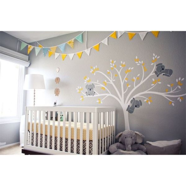 Famiglia Koala su ramo di un albero bianco Vinili Adesivi murali Nursery Decalcomanie Art Murale rimovibile Adesivo per la camera dei bambini del bambino Casa D456B T2232H