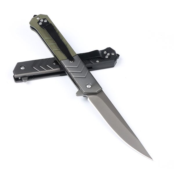 Coltello Flipper assistito M7717 di alta qualità 3Cr13Mov Rivestimento in titanio Lama a punta dritta G10 con manico in acciaio inossidabile Coltelli tascabili EDC da campeggio esterno