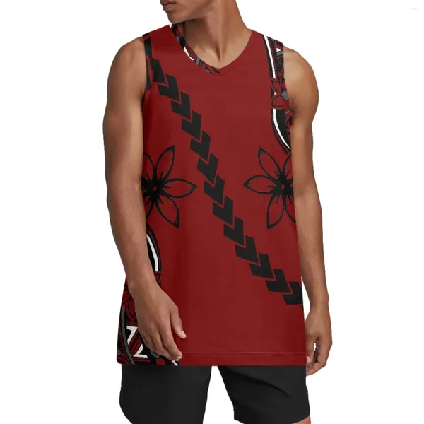 Canotte da uomo Tribale Polinesiano Samoano Totem Tatuaggio Samoa Stampe Maglia da basket cucita da uomo Camicia sportiva Abbigliamento Hip Hop per la festa