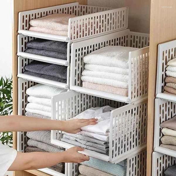 Armazenamento de roupas empilhável guarda-roupa gaveta armário organizador roupas caixa prateleiras divisórias de plástico rack