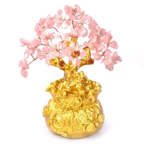 Objetos decorativos estatuetas trazem aniversário shui dinheiro presente mini bonsai sorte árvore estilo feng casa cristal riqueza250d