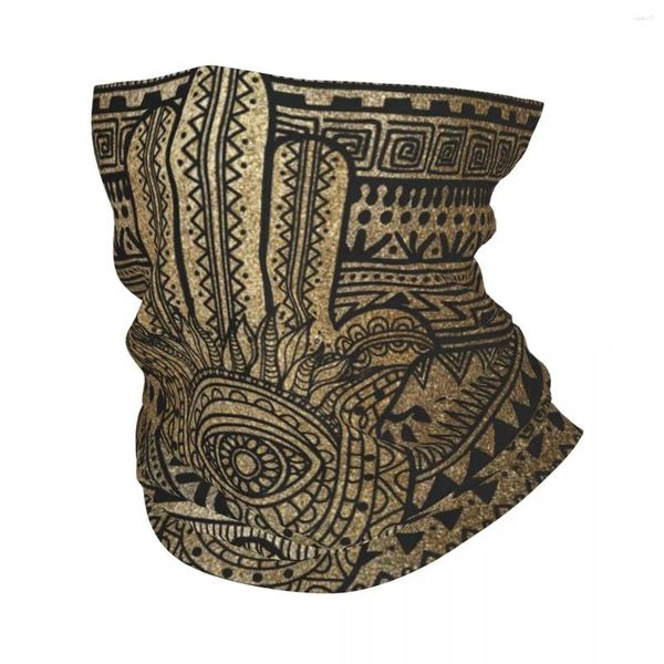 Bandanas Native Pattern Golden Hamsa Hand Winter Stirnband Halswärmer Damen Herren Ski Camping Schlauchschal Gesicht Bandana Gamasche