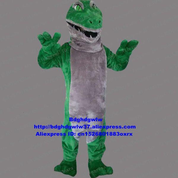 Maskottchen-Kostüme, grünes Krokodil-Alligator-Dinosaurier-Dino-Maskottchen-Kostüm für Erwachsene, Zeichentrickfigur, kreisförmiger Flyer, Geschäftsgründung Zx63