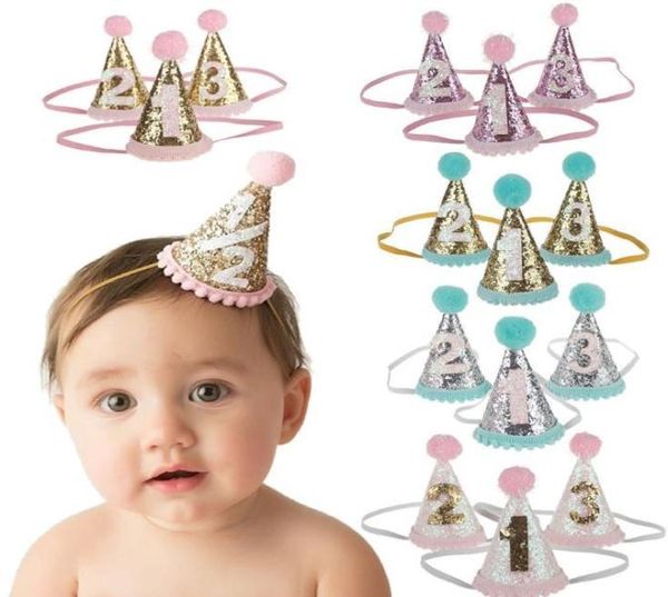 Kinder Haar dekorieren ersten Geburtstag Party Hüte Baby Haarband schießen Prop Prinzessin Krone Mädchen Geburtstag Hut Baby Mädchen Kuchen zerschlagen d3264437