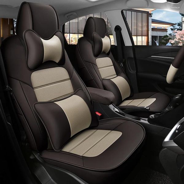 Capas de assento de carro luxo conjunto completo couro personalizado para geely geometria c acessórios automóveis proteção caso interior