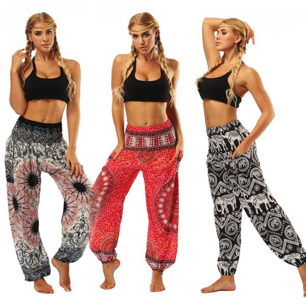 Estate Moda Sexy Nepal Mare Danza del ventre allentata Vento nazionale Donna Stampa floreale Pantaloni lunghi a gamba larga Yoga femminile a vita alta4118049