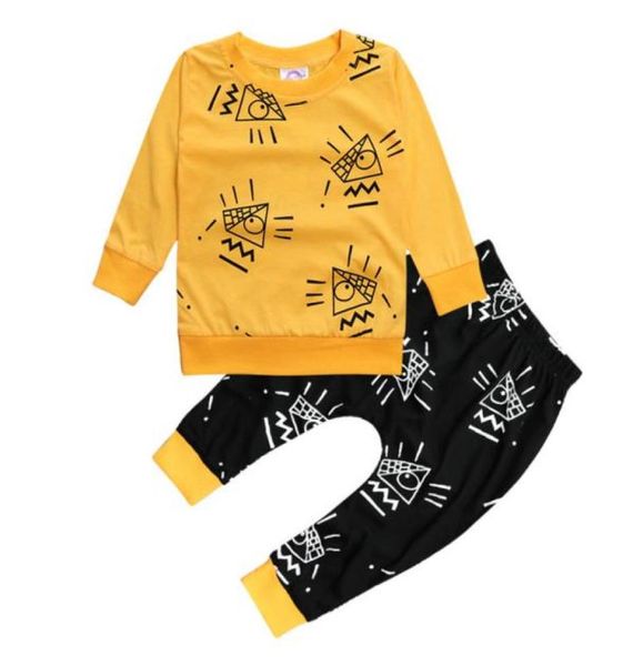 Neugeborenen Baby kleidung Frühling herbst gelb baby jungen kleidung Outfits 2 stücke Set Sportswear anzug langarm T-shirt hosen7567965