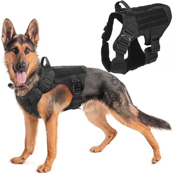 Военная тактическая шлейка для собак, жилет для дрессировки домашних животных, жилет для собак с металлической пряжкой, шлейка для собак немецкой овчарки K9 и поводок для маленьких и больших собак 201235A