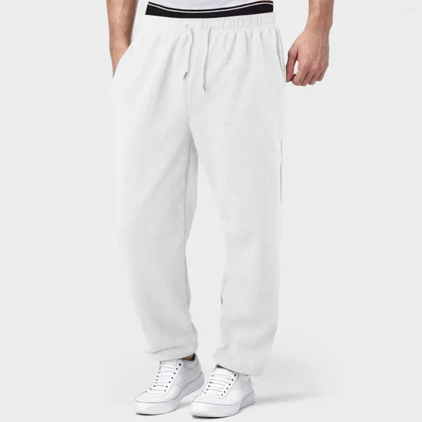 Herrenhose, mit Fleece gefütterte Herren-Jogginghose, breites gerades Bein, Hose unten, Jogger, Workout, hohe Taille, Yoga, mit Taschen