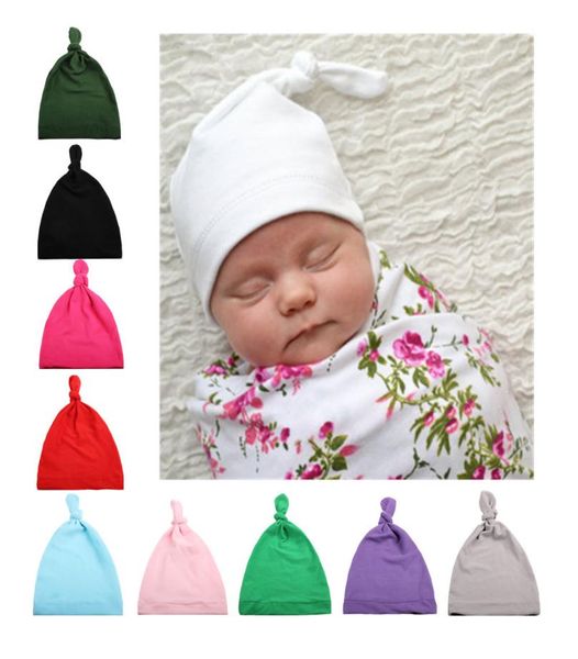 Nova Europa Doce Infantil Bebê Meninas Chapéu Cor Sólida Headwear Criança Criança Crianças Gorros Turbante Chapéus Crianças Slimple Nó Crânio Cap5705009