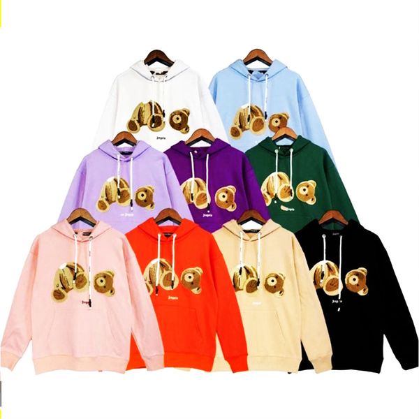 Erkekler ve Kadın Hoodie Palkaele Sprey PA Mektubu Kısa Kol Unisex Sıradan Çok Yönlü Gevşek Hoodis Çift Çift Başlıksız Ayı Bear Bear Sweater Çift Hoodie