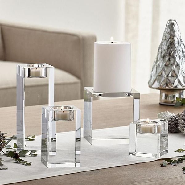 Sevgililer Tealight Candlestick için Akşam Yemeği 7 Kristal Günü Tablo Boyut Tutucular Mum Küçük Merkez Parçası Işık Ev Mum Çubuğu D295B