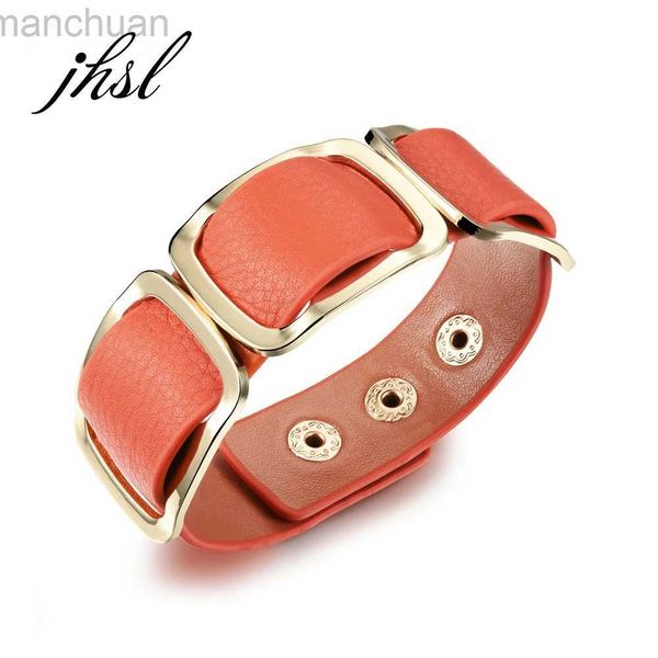 Armreif JHSL Brandneue Damen-Statement-Armbänder Armreifen Orange Kunstleder Modeschmuck ldd240312