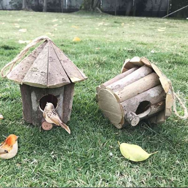 Nido sospeso Casa in legno per esterni ventilata per piccoli uccelli Polli Passeri Cortile Forniture per decorazioni da giardino331f