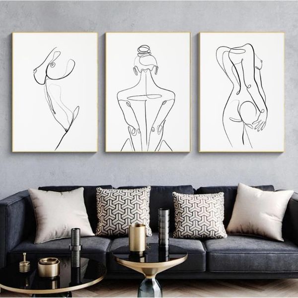 Frau Körper Eine Linie Zeichnung Leinwand Malerei Abstrakte Weibliche Figur Kunstdrucke Nordic Minimalistischen Poster Schlafzimmer Wand Dekor Painting340t