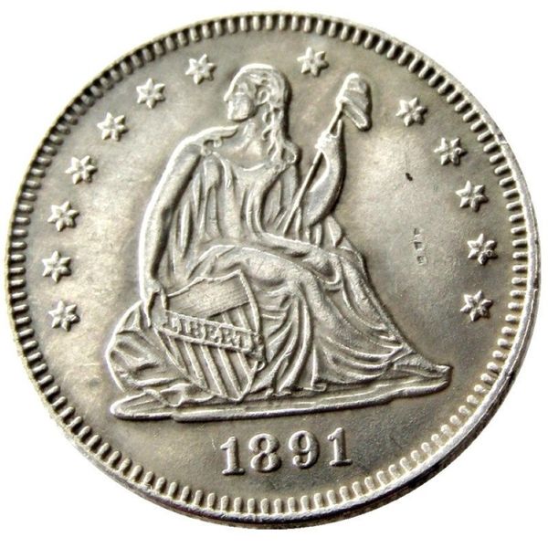 US-Münzen 1891 P O S Seated Liberty Quater Dollar Silber vergoldet Handwerk Kopie Münze Messing Ornamente Heimdekoration Zubehör2095