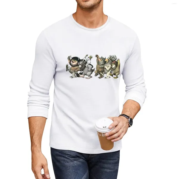 Polos masculinos Wild Things Romp Camiseta longa gráfica para um menino Camisetas masculinas de algodão